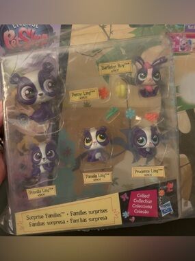 Vintage Littlest Pet Shop Purple and White Panda Family Pack